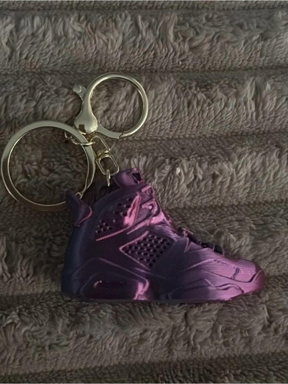 3D Printed Purple Sneaker Keychain - Mini Shoe Accessory Keychain